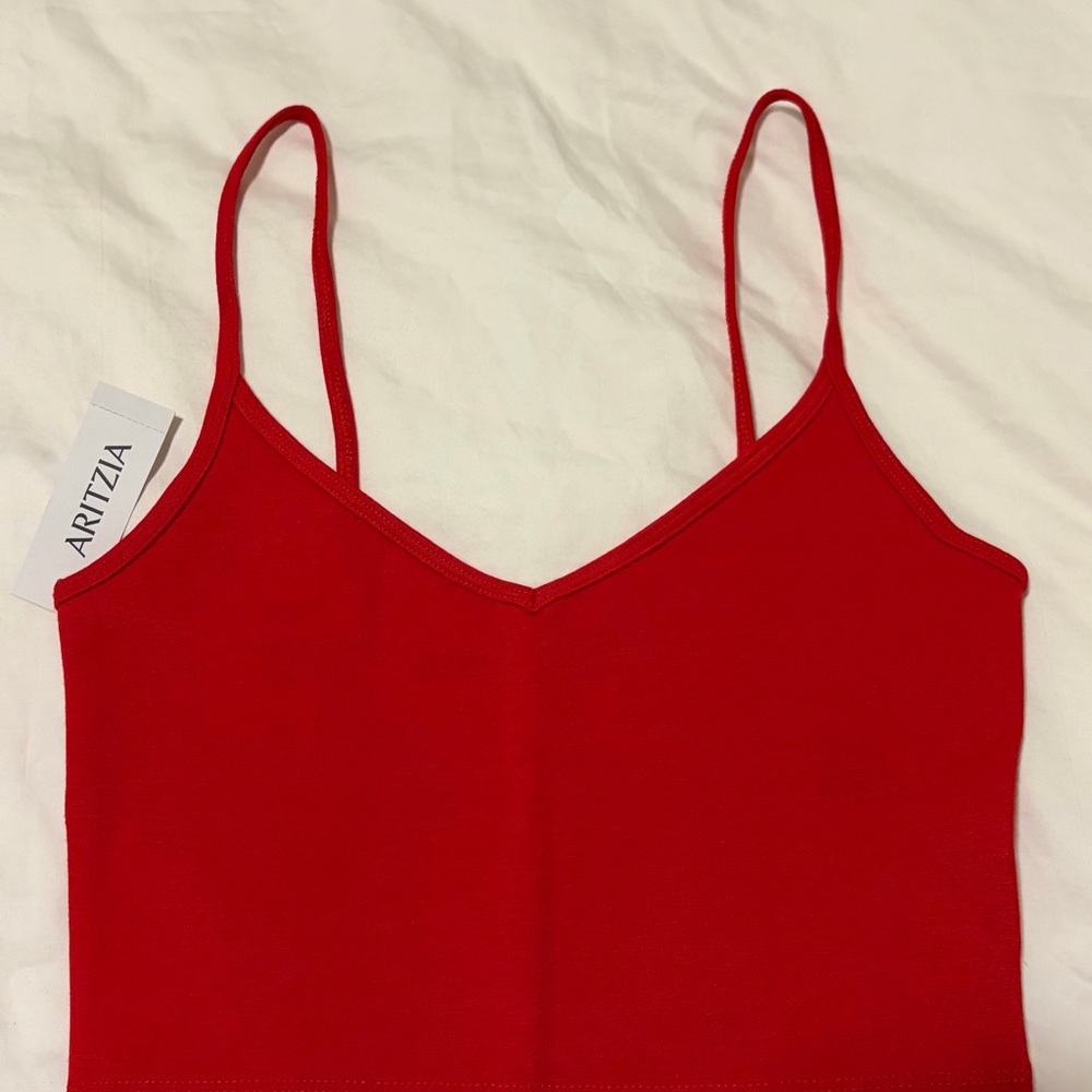 Aritzia Sunday Best Roxboro Red Knit Crop Tank Top